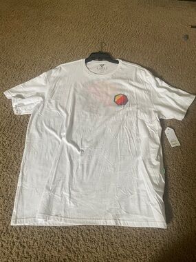 VISSLA White Short Sleeve Tee with Sunset Hex Chest Logo